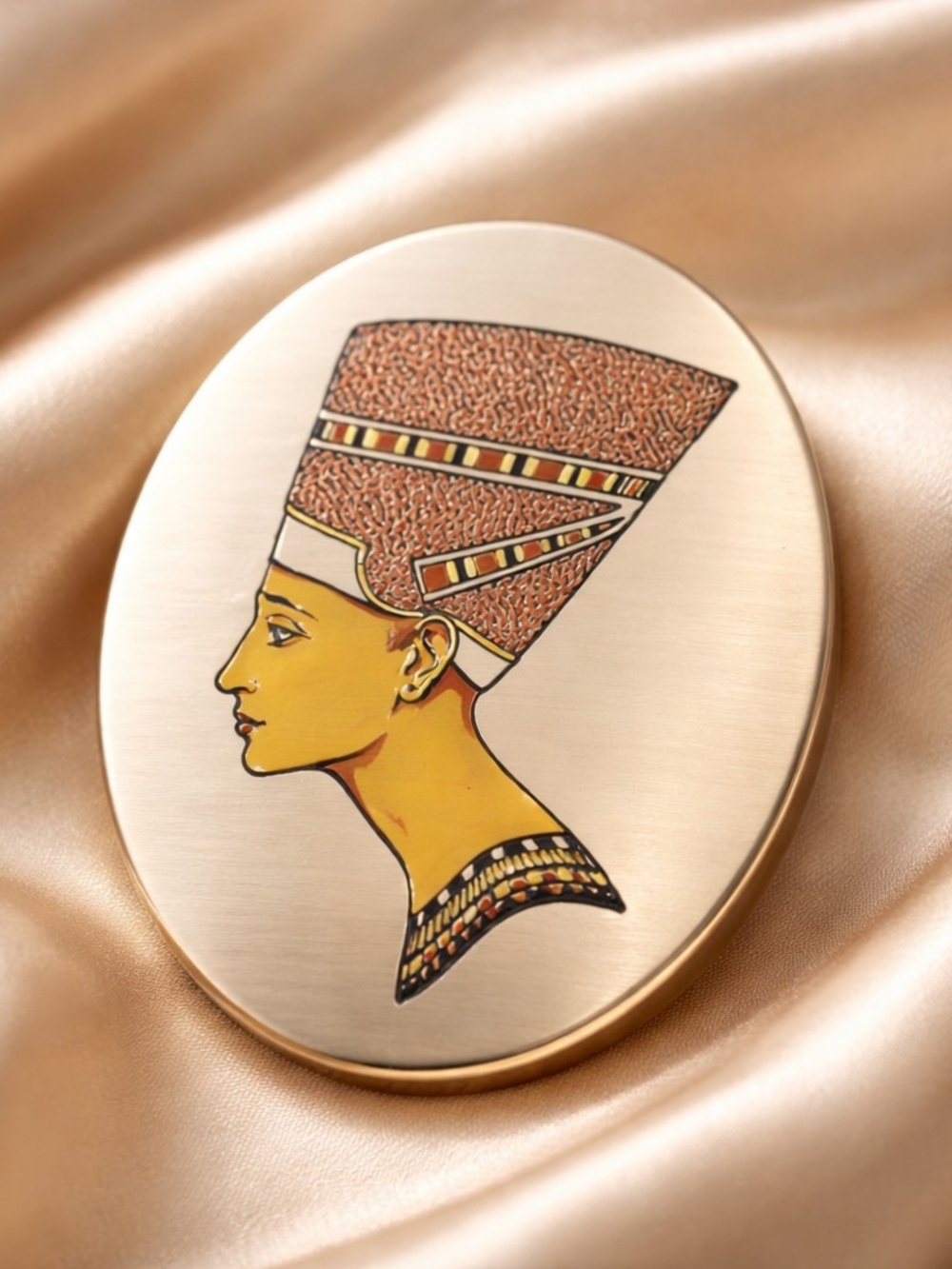 REED & BARTON vintage Damascene Egyptian Revival Queen Nefertiti Brooch/Pendant